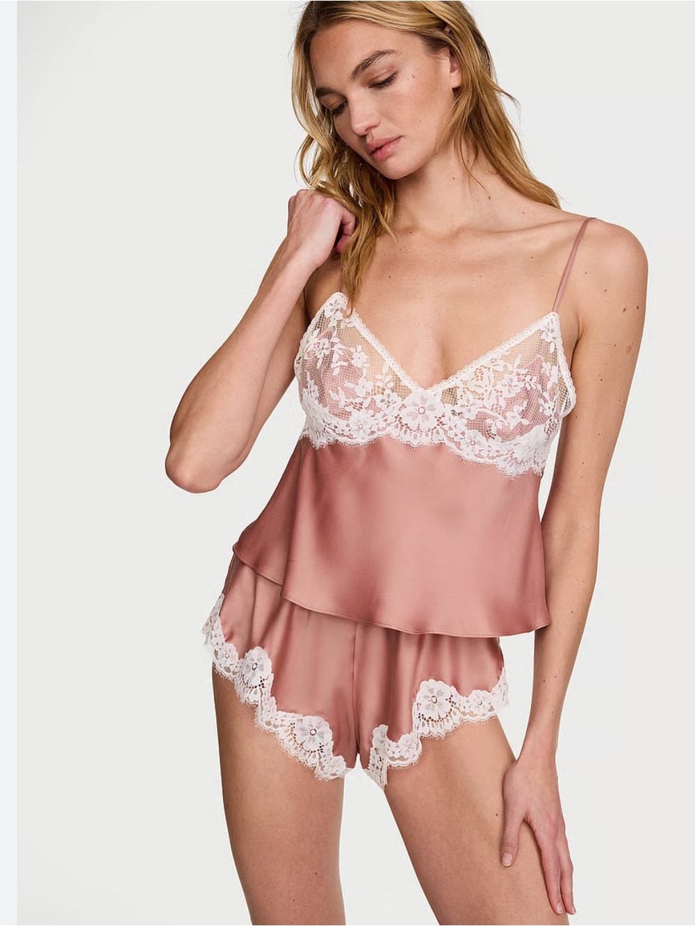 NWOT Victoria’s Secret Dream Angels Satin Lace Cami & Flutter Shorts Set XS